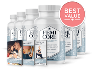 FemiCore six-bottle package with three free bonus guides