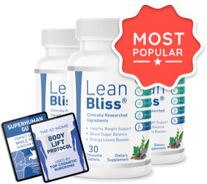 LeanBliss three-bottle package with two free bonus guides