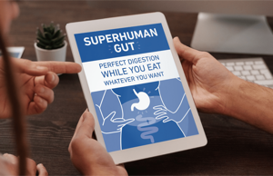 LeanBliss bonus guide one, Superhuman Gut, shown on a tablet